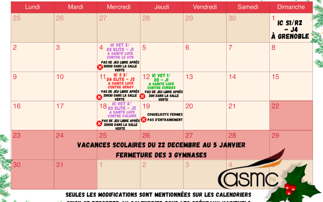 CALENDRIER DECEMBRE 2024