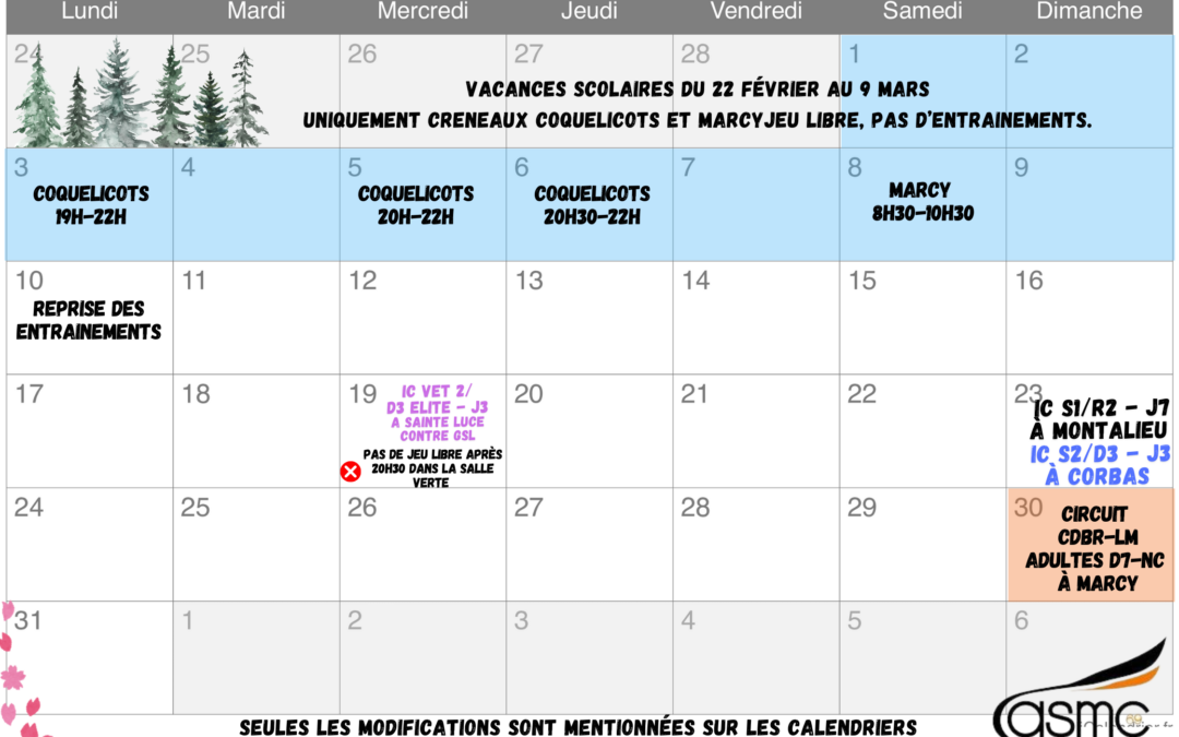 CALENDRIER MARS 2025