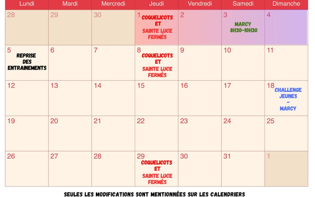 CALENDRIER MAI 2025