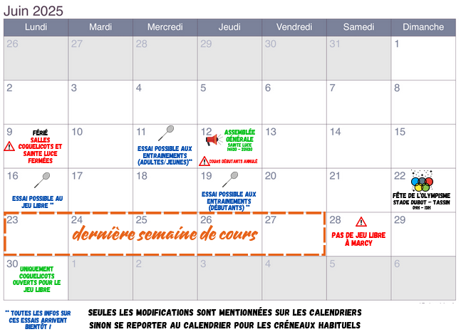 CALENDRIER JUIN 2025