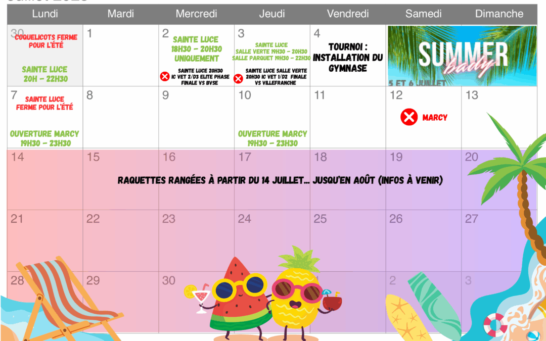 CALENDRIER JUILLET 2025