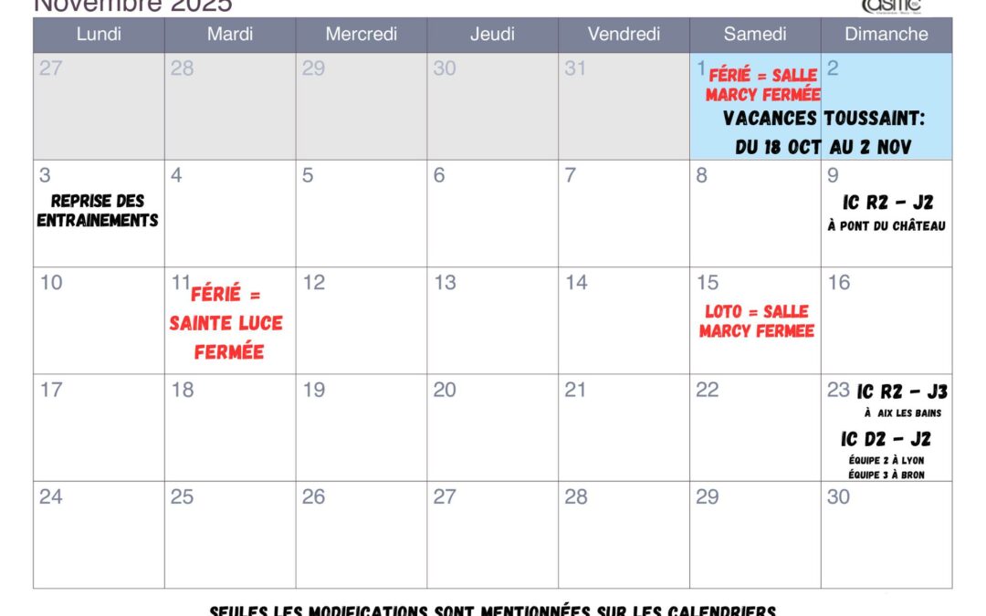 Retrouvez toute l’actualité du mois de novembre !