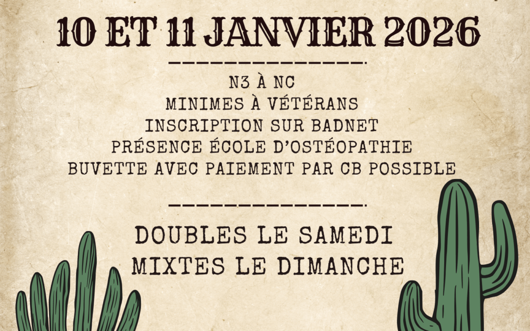 TOURNOI LES PLUMES DE L’OUEST 10-11 janvier 2026