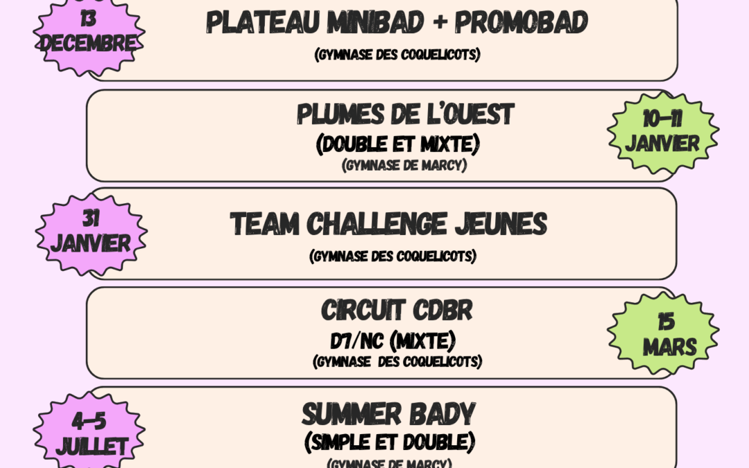 COMPÉTITIONS ORGANISÉES PAR L’ASMC – 2025-2026