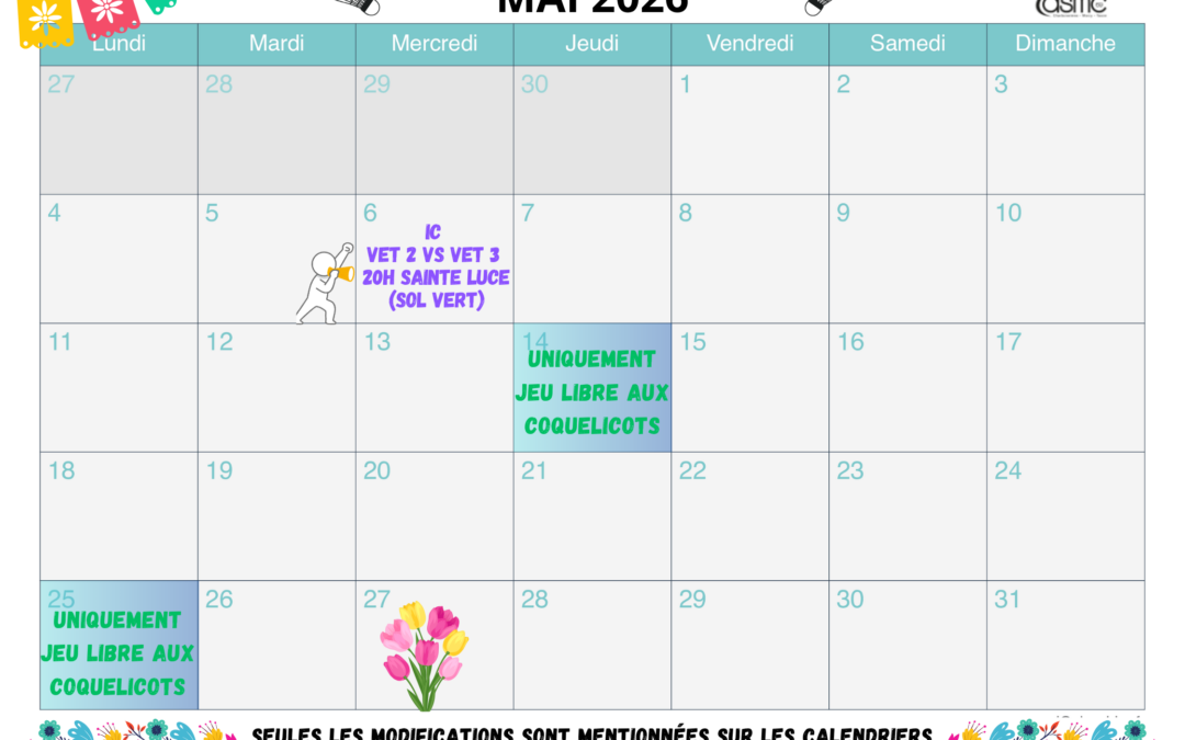 CALENDRIER MAI 2026