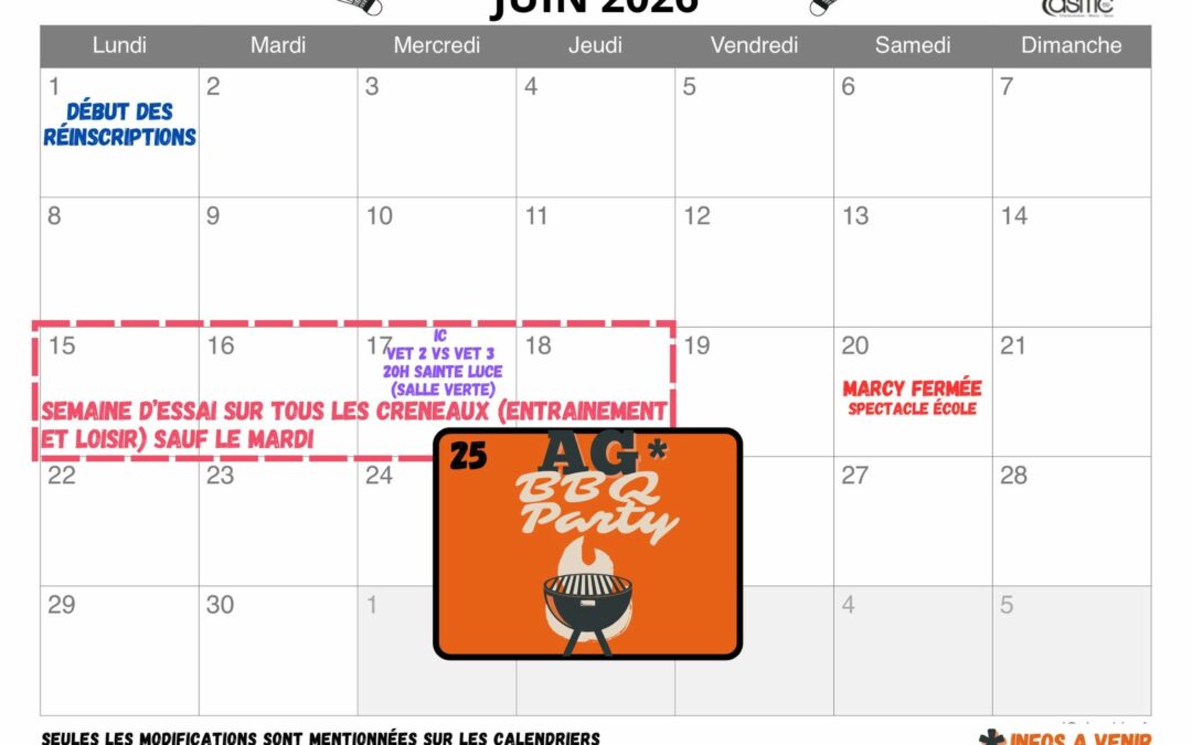 CALENDRIER JUIN